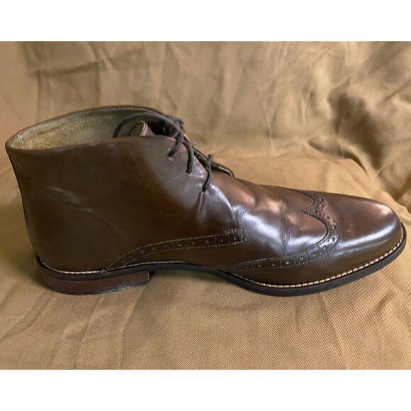 Stafford Mens Boots 9W Dix Chukka Wing Tip Brown Letaher Lace Up Classic - Picture 10 of 16